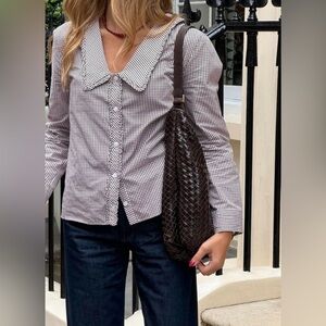 NWT Zara Gingham Blouse Top